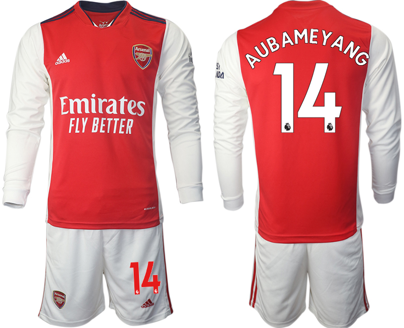 Men 2021-2022 Club Arsenal home red Long Sleeve #14 Soccer Jersey->arsenal jersey->Soccer Club Jersey